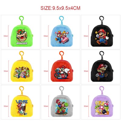 Super Mario plush coin purse wallet keychain headphone bag