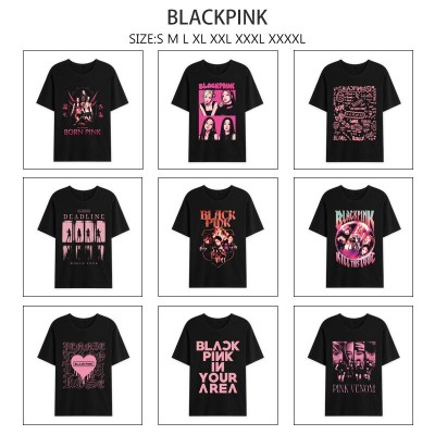 BLACK PINK star summer short sleeve cotton t-shirts