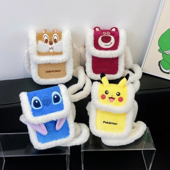 Pikachu strawberry bear stitch plush crossbody bag mobile phone bags