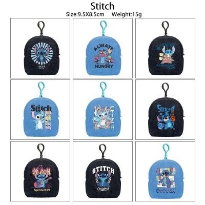 Stitch plush coin purse keychain headphone bag