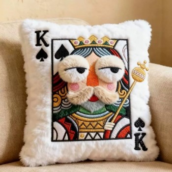 Funny Plush Embroidered Poker Playing Card Pillows