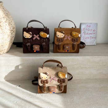 Sanrio Hello kitty Vintage Plaid Pattern Satchel Crossbody Shoulder Bags