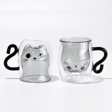 Cute Cat Anime Glasses Double Wall Glass Cup