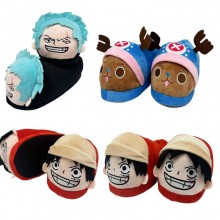 One Piece Luffy Zoro Choper anime plush shoes slip...
