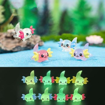 Luminous Axolotl Miniatures Figurines Glow At Night