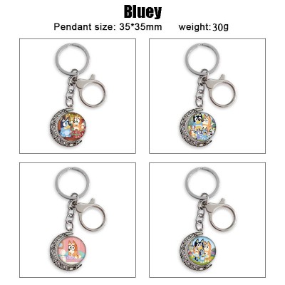 Bluey Two-sided Rotatable Round Crystal Key Chain Ring