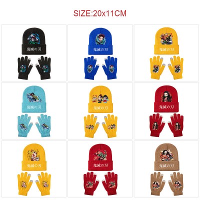 Demon Slayer Knitted Hat and Gloves Set
