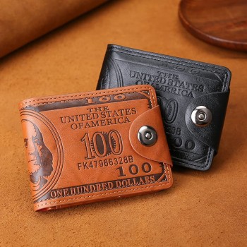 Dollar Pattern Leather Wallet Photo Card Holder