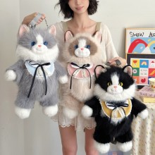 Realistic Simulated Cat plush Backpack Bags