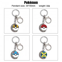 Pokemon  Two-sided Rotatable Round Crystal Key Cha...