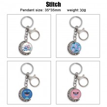 Stitch Two-sided Rotatable Round Crystal Key Chain...