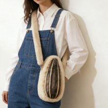 Giant Sunflower Seed Plush Crossbody Shoulder Bag