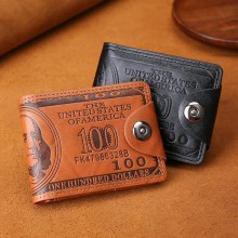 Dollar Pattern Leather Wallet Photo Card Holder