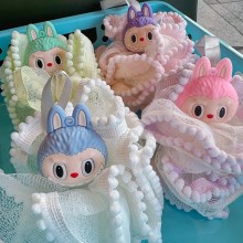 Labubu anime bath ball flower sponge