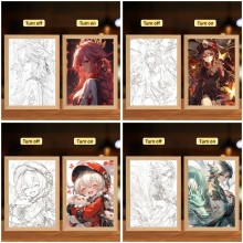 Genshin Impact Led Photo Frame Lamp Painting Night Lights