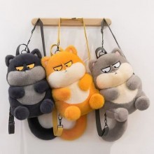 Funny expression cat plush backpack bags