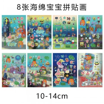 8Sheets Spongebob anime Poster Stickers set