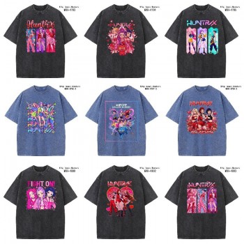 K-POP Demon Hunters short sleeve wash water worn-out cotton t-shirt