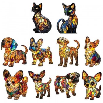 Colorful Magic Dog Series Corgi Pug Lamp Art USB Night Light