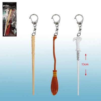 3pcs/set 13cm Harry Potter alloy Magic Wand key chains