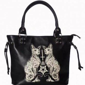 Design dark Gothic tattoo hairless cat star handbag