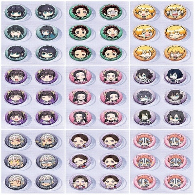25mm Demon Slayer Mini Capsule Badge Brooch Beans 6pcs