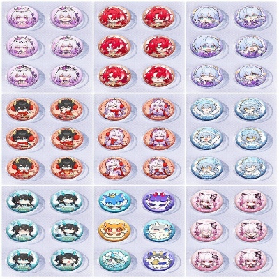 25mm Honkai Star Rail Mini Capsule Badge Brooch Beans 6pcs