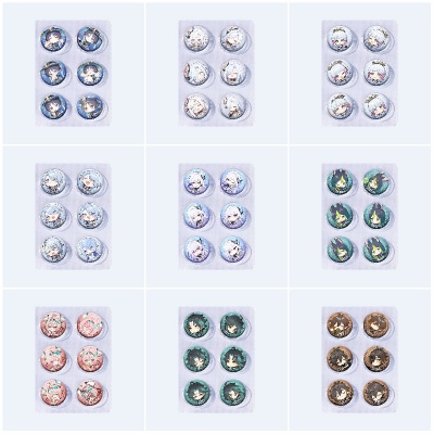 25mm Genshin Impact Mini Capsule Badge Brooch Beans 6pcs