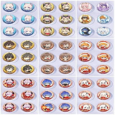 25mm Genshin Impact Mini Capsule Badge Brooch Beans 6pcs