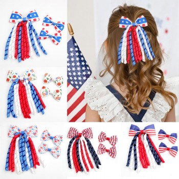 US Independence Day Cheer Ribbon Hair Ties Headwear