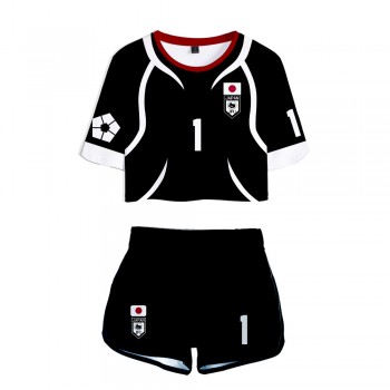 Blue Lock short sleeved crop top t-shirt shorts pants set