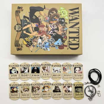 One Piece wanted anime alloy dog tag key chains set