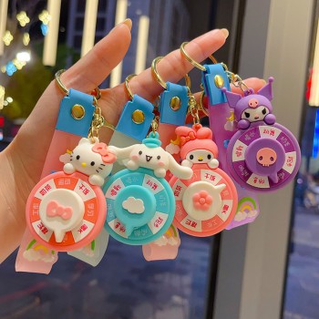 Sanrio Melody kitty Cinnamoroll Kuromi Turntable Doll Key chain