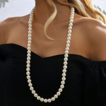 100CM Classic Elegant White Pearl Chokers Necklace