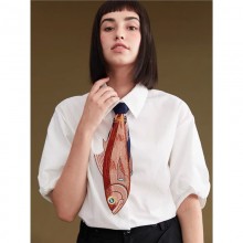 Funny Embroidery Knot-free Fish Ties