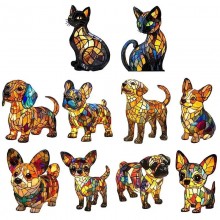 Colorful Magic Dog Series Corgi Pug Lamp Art USB Night Light