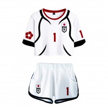 Blue Lock short sleeved crop top t-shirt shorts pants set