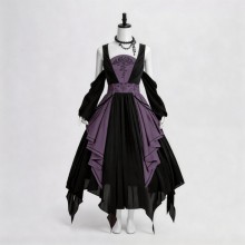 Dark Gothic Hallowmas Black Witch Dress Cosplay Costume