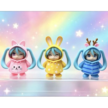 3pcs/set 10cm Raincoat Hatsune Miku anime figures(OPP bag)