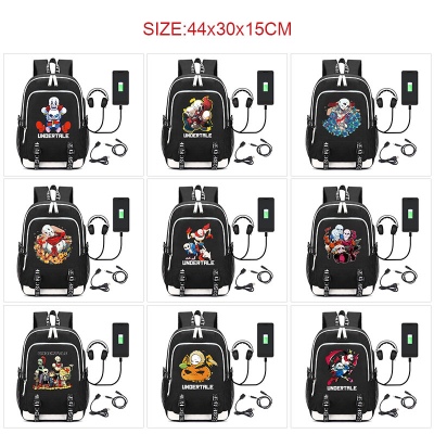 Undertale game USB charging laptop backpack school bag