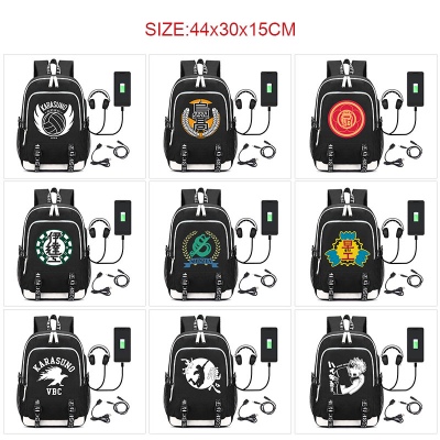 Haikyuu anime USB charging laptop backpack school bag