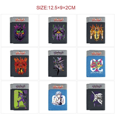 EVA anime Three Fold Button Wallet Purse