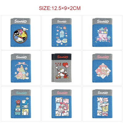 Sanrio Melody kitty Cinnamoroll Kuromi Three Fold Button Wallet Purse