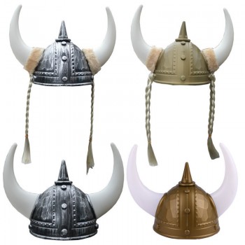 Plastic Vkings MedievalWarrior Helmet with Horn Cosplay Props Hat