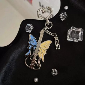 Butterfly Key Chain Guitar Bass Music Keychain