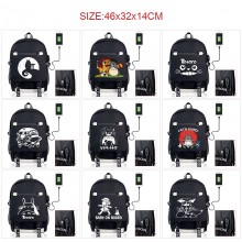 Totoro anime USB charging laptop backpack school bag