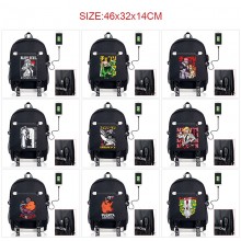 Chainsaw Man anime USB charging laptop backpack sc...
