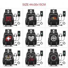 STRAY KIDS star USB charging laptop backpack school bag
