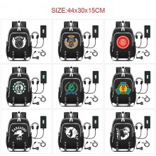 Haikyuu anime USB charging laptop backpack school bag