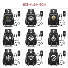 Genshin Impact game USB charging laptop backpack school bag